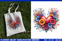 Heart Flower Sublimation Design PNG. Flower heart PNG design Product Image 2