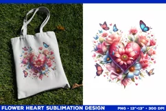 Heart Flower Sublimation Design PNG. Flower heart PNG design Product Image 2