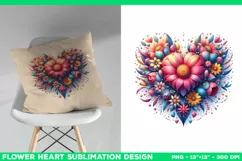 Heart Flower Sublimation Design PNG. Flower heart PNG design Product Image 3
