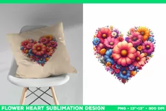 Heart Flower Sublimation Design PNG. Flower heart PNG design Product Image 3
