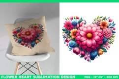 Heart Flower Sublimation Design PNG. Flower heart PNG design Product Image 3