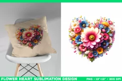 Heart Flower Sublimation Design PNG. Flower heart PNG design Product Image 3