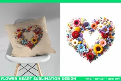 Heart Flower Sublimation Design PNG. Flower heart PNG design Product Image 3