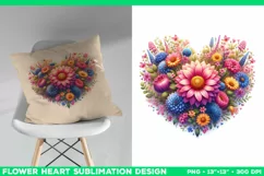 Heart Flower Sublimation Design PNG. Flower heart PNG design Product Image 3