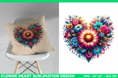 Heart Flower Sublimation Design PNG. Flower heart PNG design Product Image 3