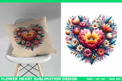 Heart Flower Sublimation Design PNG. Flower heart PNG design Product Image 3