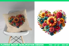 Heart Flower Sublimation Design PNG. Flower heart PNG design Product Image 3