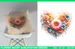 Heart Flower Sublimation Design PNG. Flower heart PNG design Product Image 3
