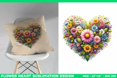 Heart Flower Sublimation Design PNG. Flower heart PNG design Product Image 3
