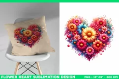 Heart Flower Sublimation Design PNG. Flower heart PNG design Product Image 3