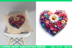 Heart Flower Sublimation Design PNG. Flower heart PNG design Product Image 3