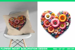 Heart Flower Sublimation Design PNG. Flower heart PNG design Product Image 3