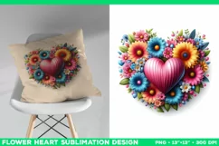 Heart Flower Sublimation Design PNG. Flower heart PNG design Product Image 3