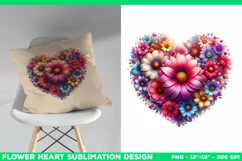 Heart Flower Sublimation Design PNG. Flower heart PNG design Product Image 3