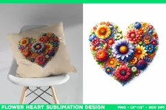 Heart Flower Sublimation Design PNG. Flower heart PNG design Product Image 3