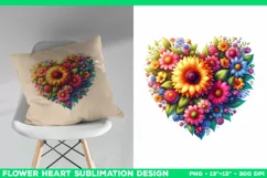 Heart Flower Sublimation Design PNG. Flower heart PNG design Product Image 3