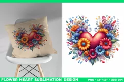 Heart Flower Sublimation Design PNG. Flower heart PNG design Product Image 3
