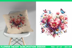 Heart Flower Sublimation Design PNG. Flower heart PNG design Product Image 3