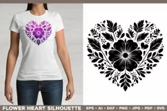 Flower Heart SVG, Florals Heart Silhouette, Valentine Heart Product Image 3