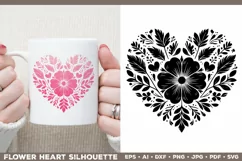 Flower Heart SVG, Florals Heart Silhouette, Valentine Heart Product Image 2