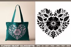 Flower Heart SVG, Florals Heart Silhouette, Valentine Heart Product Image 4
