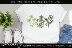 Floral Stems SVG Flower Illustrations T-shirt Mug Pillows Product Image 3