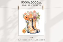 Flower In Boots Floral Wreath Clipart PNG Scrapbooking Image Nursery Watercolor Transparent wedding invitation shirt designs sublimation printable digital bloom watercolor floral wreath, flowers bucket clipart, sublimation nursery drawing, wedding invitat