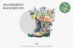 Flower In Boots Floral Wreath Clipart PNG Scrapbooking Image Nursery Watercolor Transparent wedding invitation shirt designs sublimation printable digital bloom watercolor floral wreath, flowers bucket clipart, sublimation nursery drawing, wedding invitat