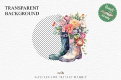 Flower In Boots Floral Wreath Clipart PNG Scrapbooking Image Nursery Watercolor Transparent wedding invitation shirt designs sublimation printable digital bloom watercolor floral wreath, flowers bucket clipart, sublimation nursery drawing, wedding invitat