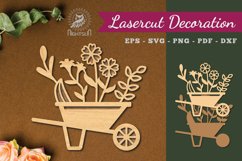 Flower In Cart Laser Cut Decoration Product Image 1