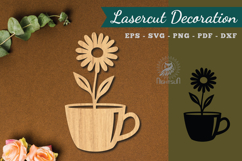 Flower In Cup Lasercut Decoration SVG Product Image 1