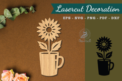Flower In Cup Lasercut Decoration SVG Product Image 1