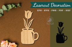 Flower In Cup Lasercut Decoration SVG Product Image 1