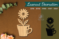 Flower In Cup Lasercut Decoration SVG Product Image 1