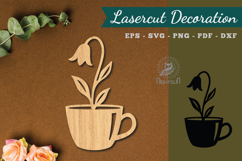 Flower In Cup Lasercut Decoration SVG Product Image 1