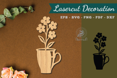 Flower In Cup Lasercut Decoration SVG Product Image 1
