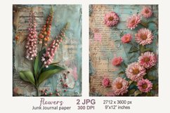 Vintage Floral Junk Journal page, Flowers scrapbook paper Product Image 1