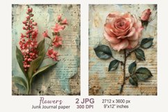 Vintage floral scrapbook cover, Flowers Junk Journal papers Product Image 1