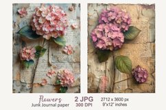 Floral Junk Journal paper, Hydrangea Flowers scrapbook cover Product Image 1