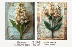 Vintage Flowers scrapbook Paper, Floral Junk Journal pages Product Image 1