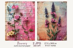 Pink Floral Junk Journal paper, Flowers Digital Paper Product Image 1