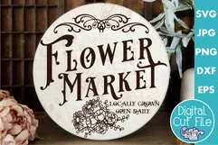 Vintage Farmhouse Home Round Sign Svg | Flower Market Product Image 1