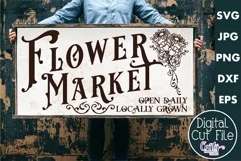 Vintage Farmhouse Home Sign | Flower Market Wall Art Svg Product Image 1
