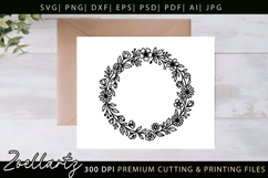 Floral Monogram SVG Cut File Flower Wreath Round Home Sign Product Image 8