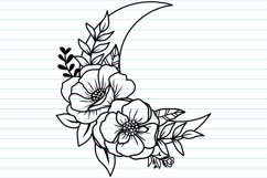 Flower Svg Bundle, Flower Moon Crescent Svg, Celestial Moon. Product Image 8
