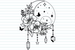 Flower Svg Bundle, Flower Moon Crescent Svg, Celestial Moon. Product Image 7