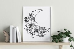 Flower Svg Bundle, Flower Moon Crescent Svg, Celestial Moon. Product Image 5