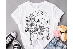 Flower Svg Bundle, Flower Moon Crescent Svg, Celestial Moon. Product Image 2