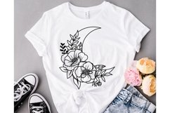 Flower Svg Bundle, Flower Moon Crescent Svg, Celestial Moon. Product Image 3