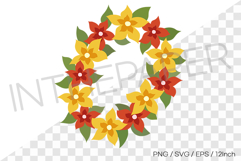 Flower necklace decorated with two flowers and leaves PNG Product Image 1